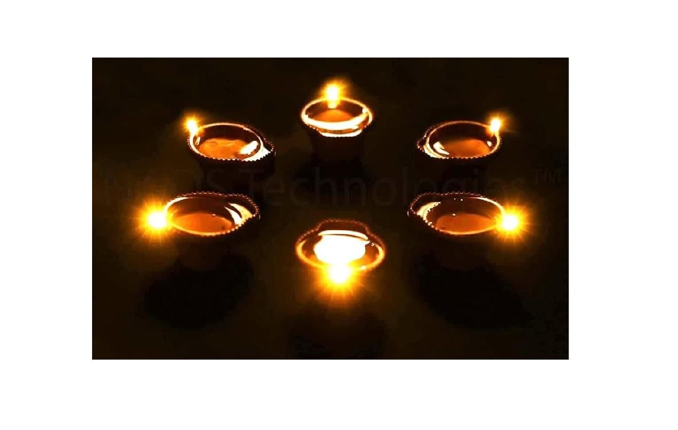 LED Light Water Sensor Diyas Plastic with, Ambient Lights, (Pack of 12 )